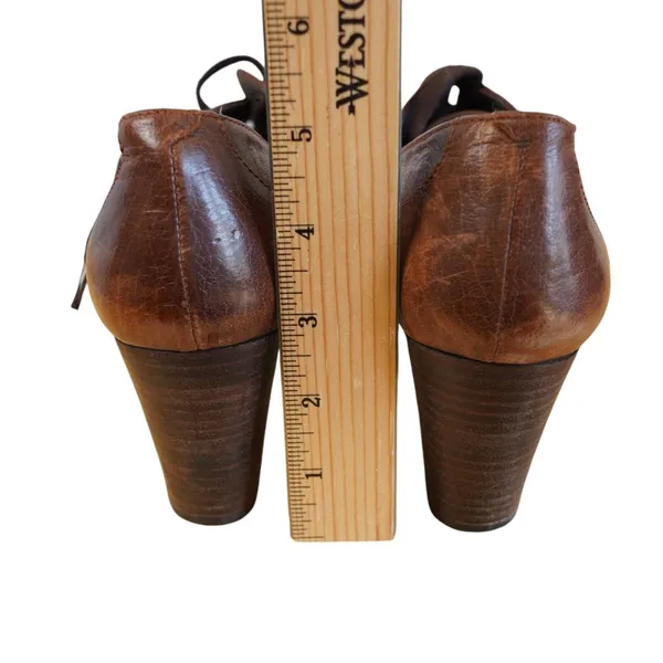 Moretti Brown Leather Lace Up Heeled Oxfords Women Size 39 9 8.5 Brogue Wingtip - Image 7
