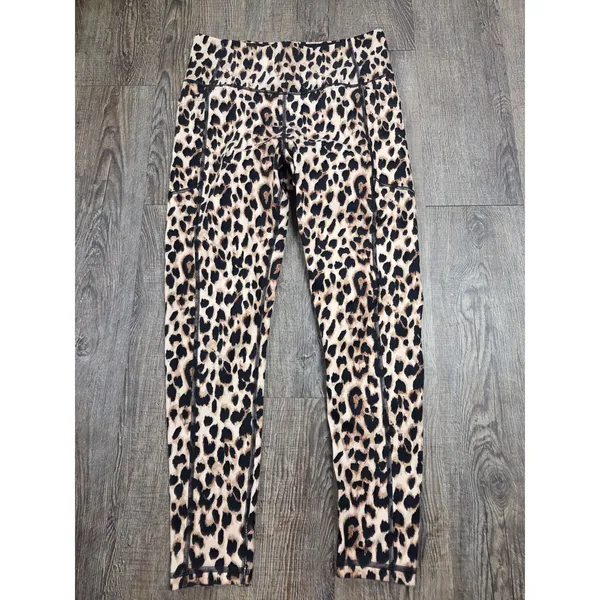 Victoria’s Secret BlackTan Leopard Animal Print Leggings Pants Women’s Size 10 - Image 4