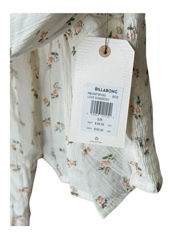 new Billabong ⚘ Love Somebody Cropped Bustier Top ⚘ Crisp White Floral ⚘ Small - Image 9