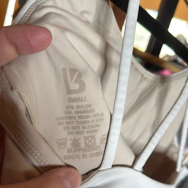Buffbunny Cream Strappy Sports Bra Open Back Mesh Band Workout Size Small - Image 8