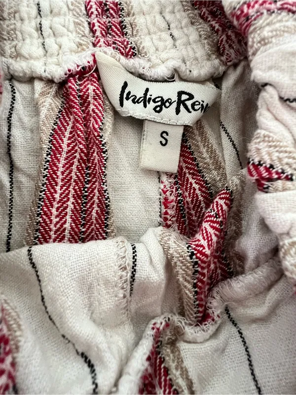 Indigo Rein Cream Lounge Pants with Burgundy and Navy Stripes - Image 3