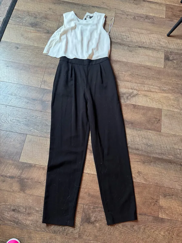 Massimo Dutti NWT Black & Ivory Sleeveless Jumpsuit | Size 4 - Image 4