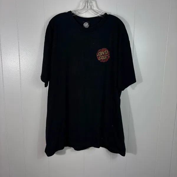 Santa Cruz Black Rose Graphic Double Sided Logo Short Sleeve Skater Tee Skate XL - Image 6