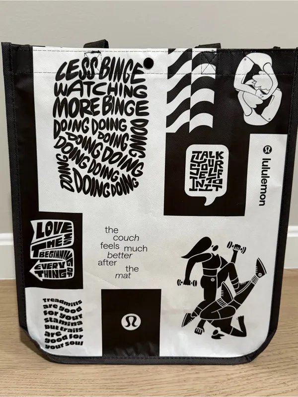 Lululemon Chocolate Brown and White Large Tote Bag - Image 2