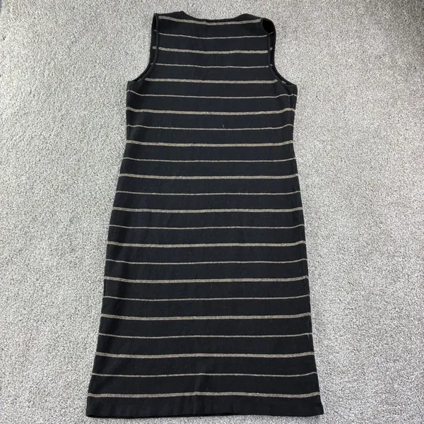 Lauren Ralph Lauren‎ Womens Black Beige Striped Linen Blend V-Neck Shift Dress M - Image 11