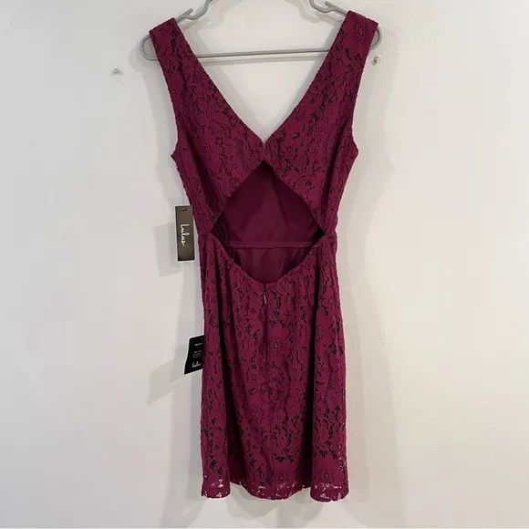 NWT Lulus Nevaeh Burgundy Lace Cutout Sleeveless Mini Dress SMALL‎ - Image 6