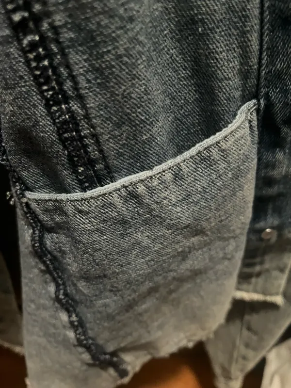 Cool Girl Distressed Denim Jacket Blue Size L - Image 5