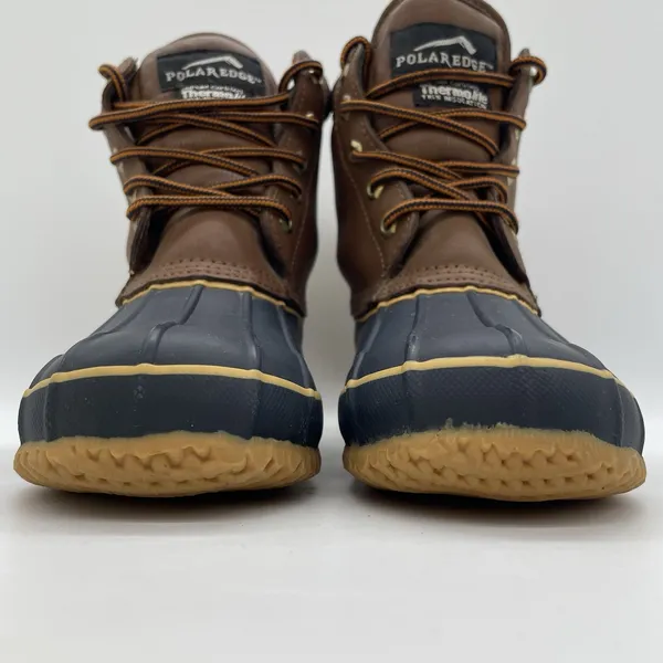 Polar Edge Womens‎ 6 Duck Boots Laced Navy Tan Upper Thermolite Insulation Steel - Image 9