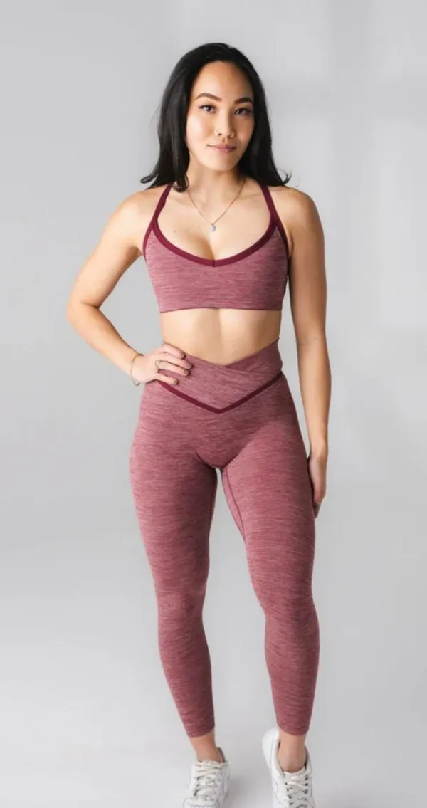 Balance Athletica Vitality Daydream V Crossover Blackberry Rose Leggings - Image 3