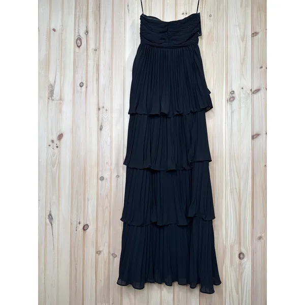 NWT Lulus Seriously Sensational Black Strapless Tiered Maxi Dress Gala Sz XXS - Image 2