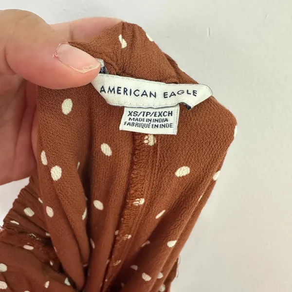 American Eagle Ruffle Wrap Shorts Womens XS Brown Polka Dot Boho Summer‎ Skort - Image 5