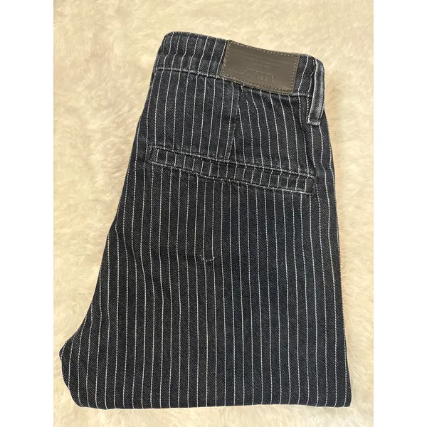 Soorty Pinstripe Chino Pants Black White Stripe Slim Fit Casual 28" - Image 11