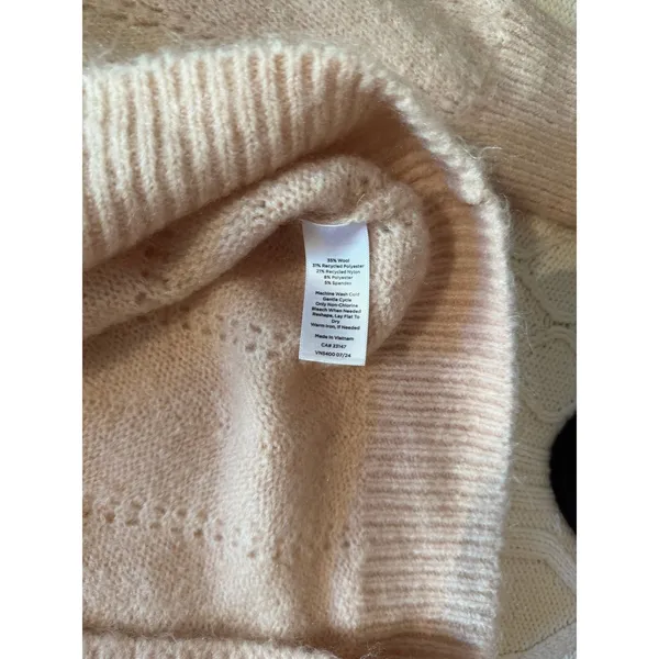 Haven Well Within Wool Blend Pointelle Mock Neck Sweater — Size S - Image 9