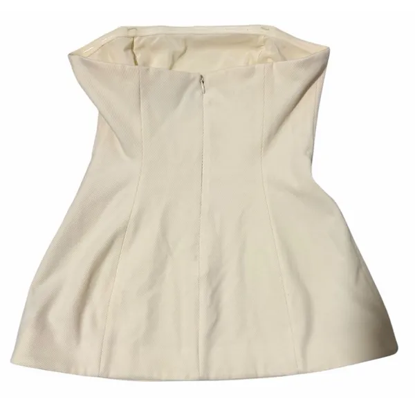 STAUD Silvia Strapless Peplum‎ Top Ecru Women's Size 2 - Image 2