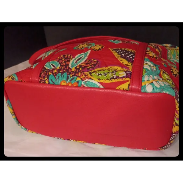 Vera Bradley Tote Bag Women Large Red Multi Floral Quilted Shoulder Handbag - Image 4