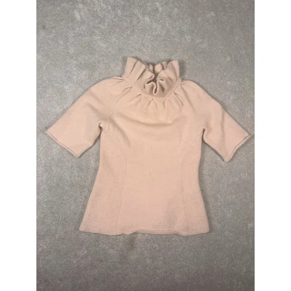 Moth High Neck Wool‎ Alpaca Sweater Small Pale Pink - Image 3