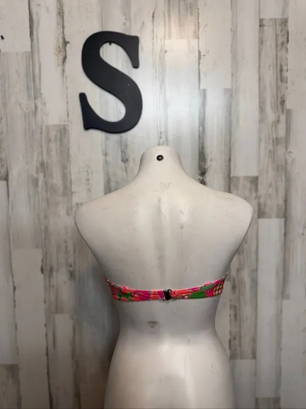 SheIn Bandeau Bikini Top Womens Small Pink Orange Geometric Abstract Strapless Swim To - Image 3