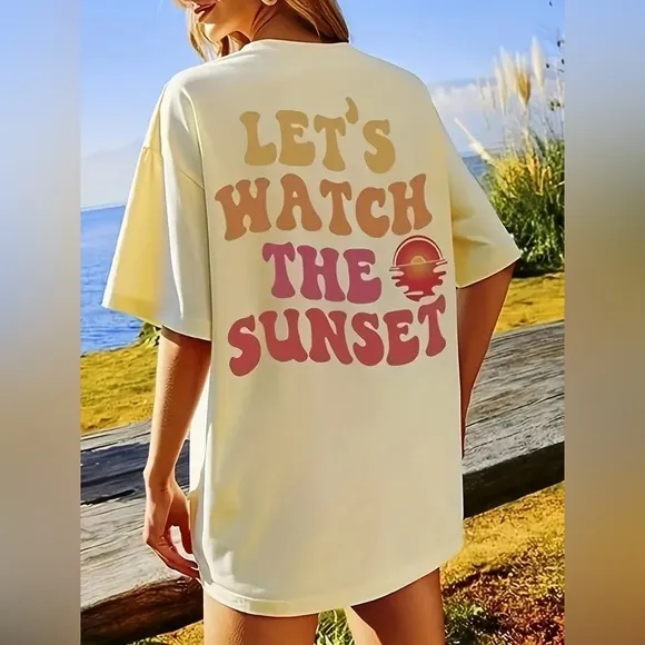 Let’s Watch The Sunset Short Sleeve Graphic Tee XS - Image 2