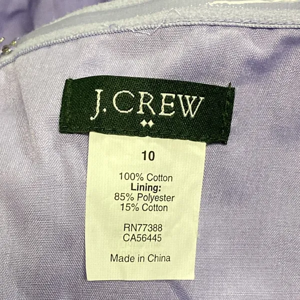 J. CREW Purple Strapless‎ Geometric Women's 10 Textured Cotton w/ Pockets Dress - Image 11