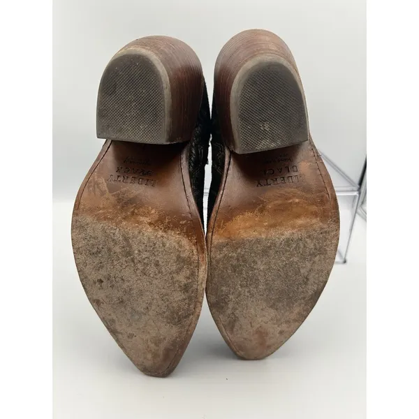 Liberty Black Brandy Western Booties 7.5 M Tapestry Geometric Snip Toe Fair Cond - Image 4