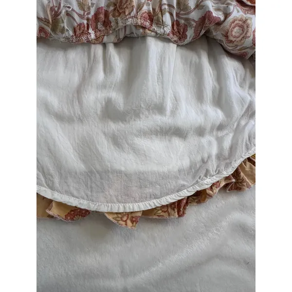 Indikah Floral Strapless Mini Dress Orange Yellow Boho S (tie missing) - Image 8