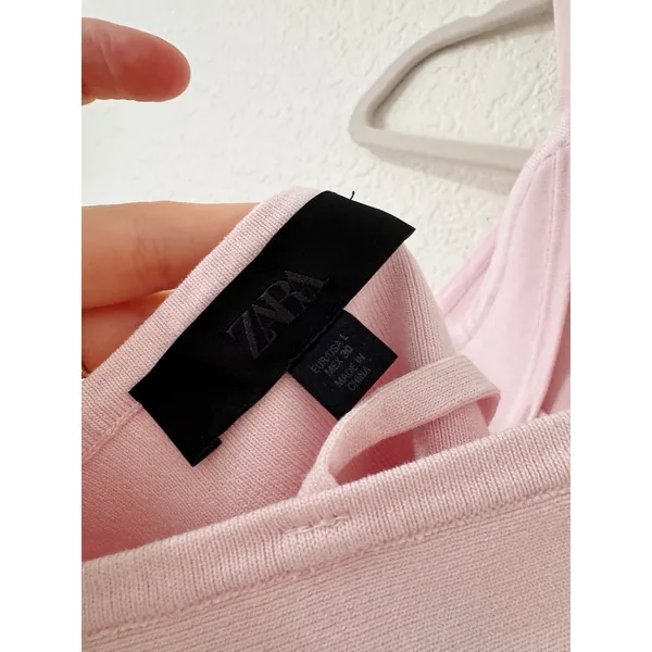 Zara Pink Knit Open Back Tie Tank Top Size Medium - Image 4