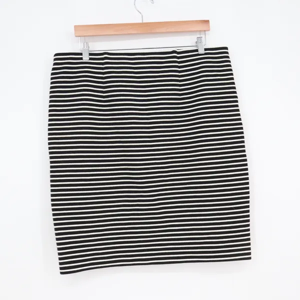 LOFT Skirt Womens XL Pencil Black White Striped Stretch Knit Excellent - Image 4