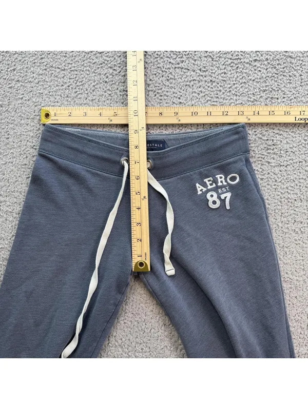 Aeropostale Aero 87 Gray Jogger Sweatpants Womens XS Fleece Drawstring Lounge - Image 3