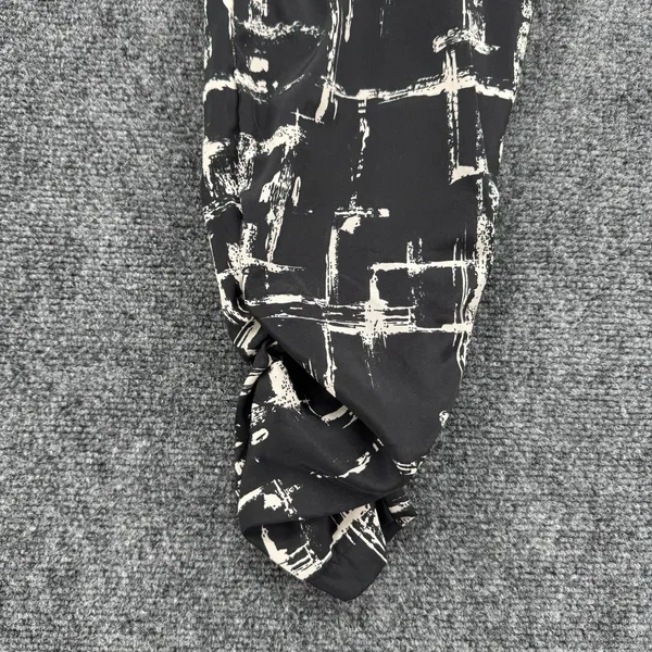 Vintage Y2K Wet Seal Ruched Ankle Pants Black White Pull Up Emo Grunge Punk Sz L - Image 3