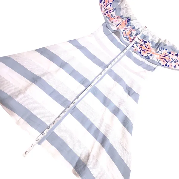 Sugarlips Embroidered Off Shoulder Striped Midi Dress Blue White D4843 Womens M - Image 14