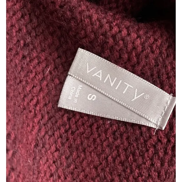 Y2K Vanity Bolero Sweater Vest Size Small Burgundy Cable Knit Sleeveless Dark - Image 5