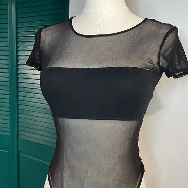 Iconic sheer bando Black Sheer Bodysuit ASO Hayley Williams Paramore xs - Image 6