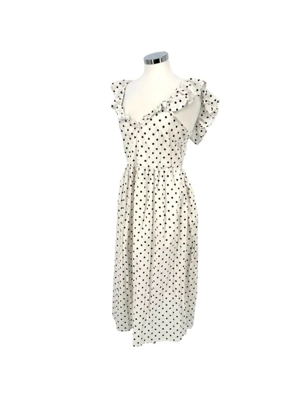 Boohoo Polka Dot Midi Dress Cottagecore French GirlmRetro Ruffle Size 8 NWT - Image 6