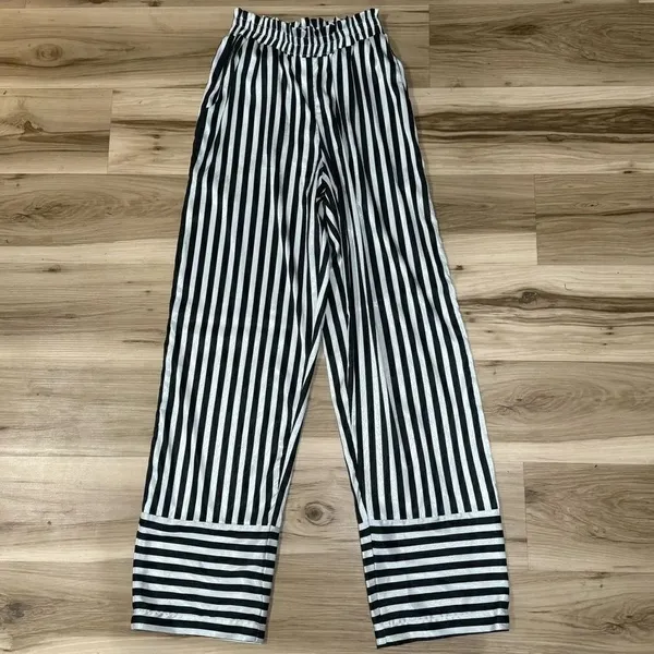 DIARRABLU Leer Ben Palazzo Pants Silky Striped Women’s Small - Image 2