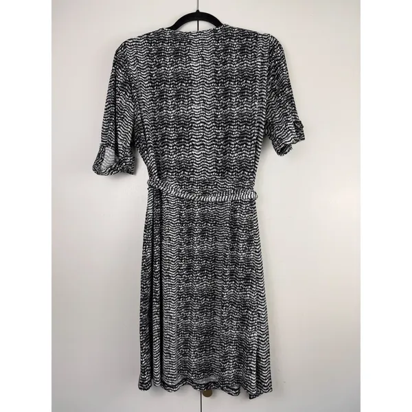 Apt. 9 Faux Wrap Dress Black White‎ Abstract Geometric V-Neck XL Officewear - Image 2