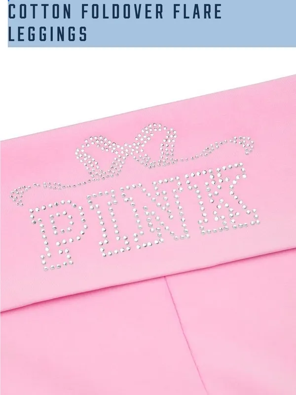 PINK X LOVESHACKFANCY COTTON FOLDOVER FLARE LEGGINGS X-Large - Image 3