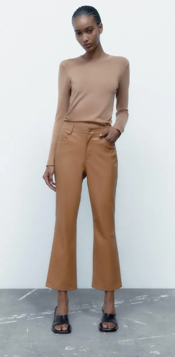 Faux Leather Mini Flare Pants - Image 6