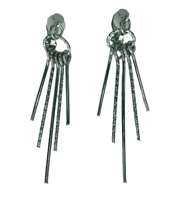 Silver Dangle Textured Rods Clip - Image 2
