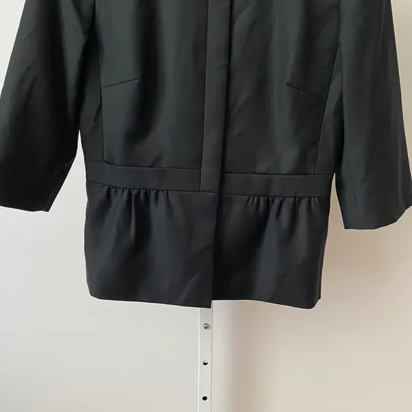 J.Crew Size 2‎ Black Wool Peplum Blazer 3/4 Sleeve Hidden Button Career Jacket - Image 3