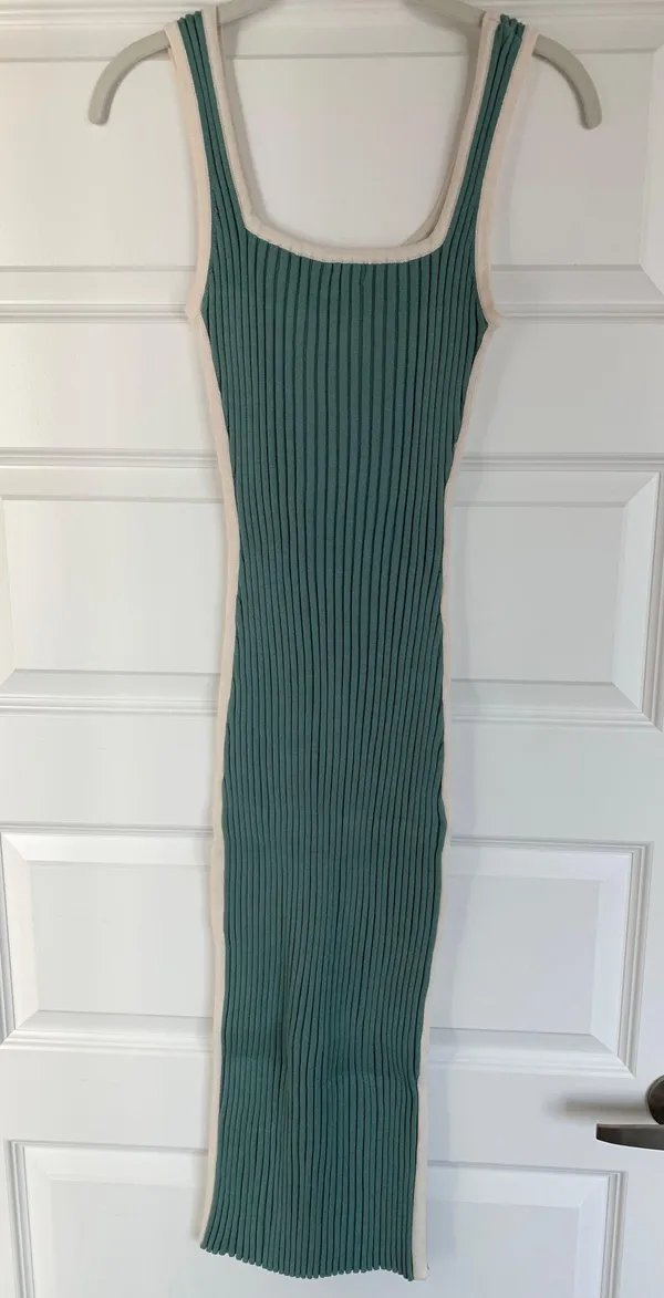Rib Knit MIDI Dress Tan - Image 5