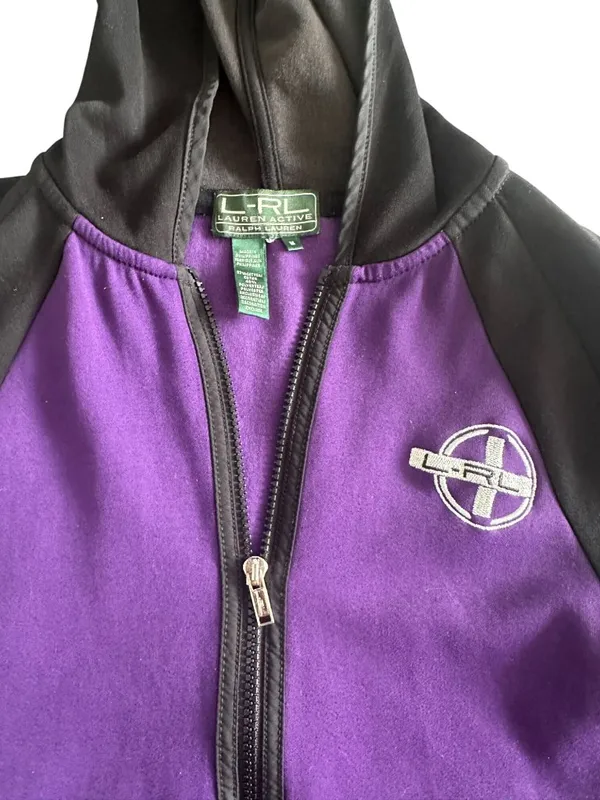 RALPH LAUREN Active LRL Purple Black Hoodie Sweatshirt Size M - Image 4