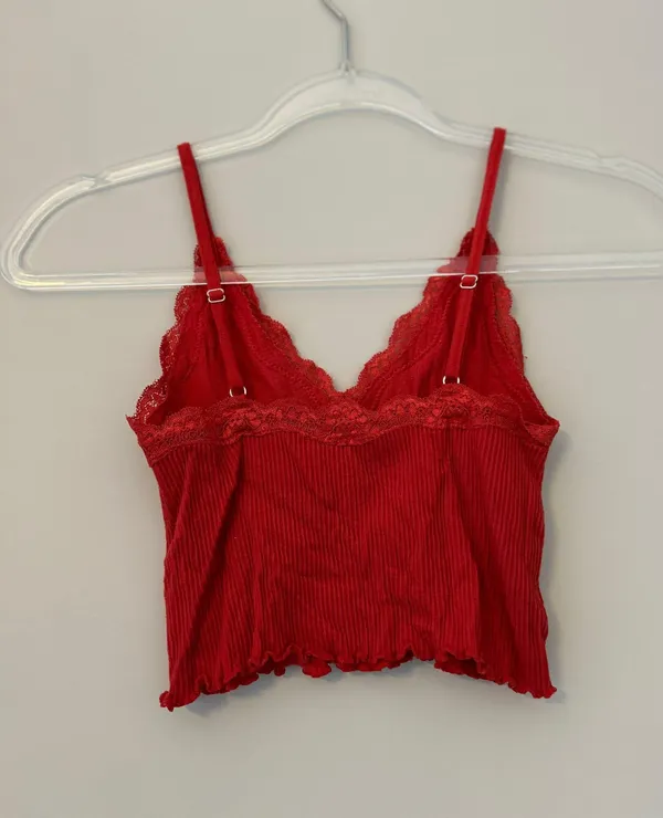Urban Outfitters Red Lace Cropped Cami - Image 3