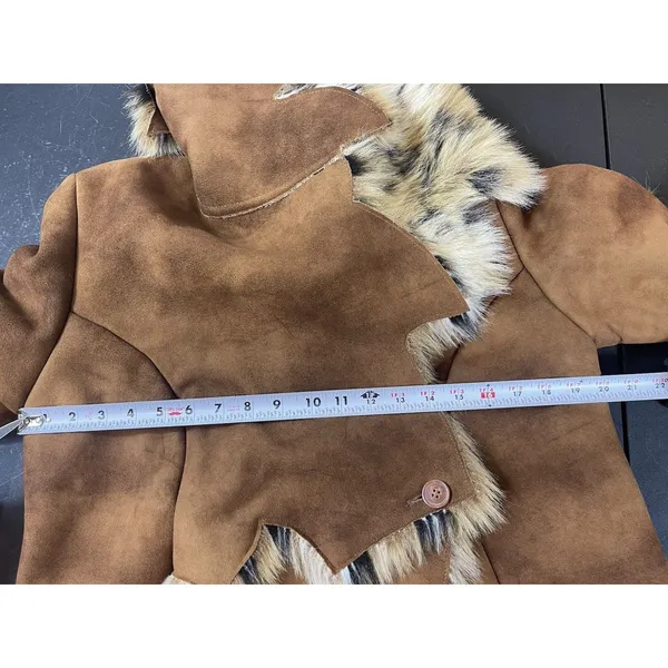 Loft Y2K Mechant Vegan Fur Suede Coat Brown Short Length Mob Wife Penny Lane M - Image 7