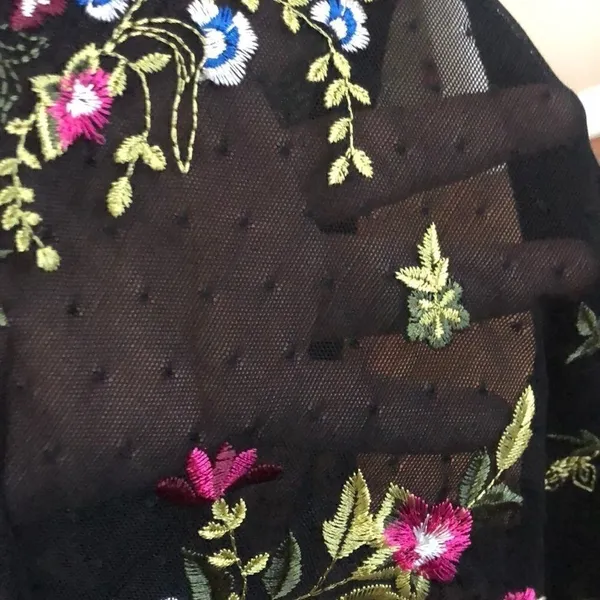 Nanette Lepore black sheer floral crop top - Image 4