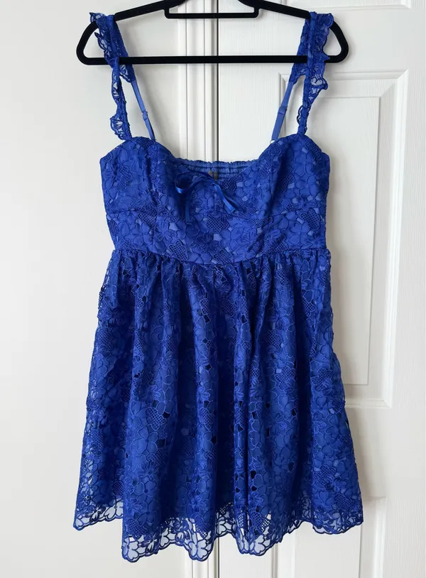 Anthropologie Ruffle-Strap Corset Lace Mini Dress, Size S - Image 6