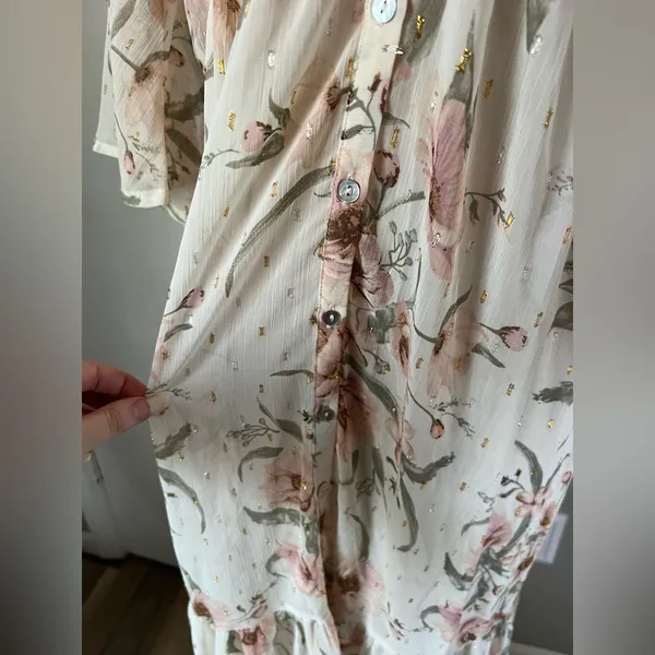 NWT Love Stitch Woman’s White Flower Airy Lightweight Boho Maxi Dress Size Large - Image 8