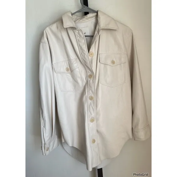 Aritzia Wilfred Ganna White Faux Leather Jacket - Image 2