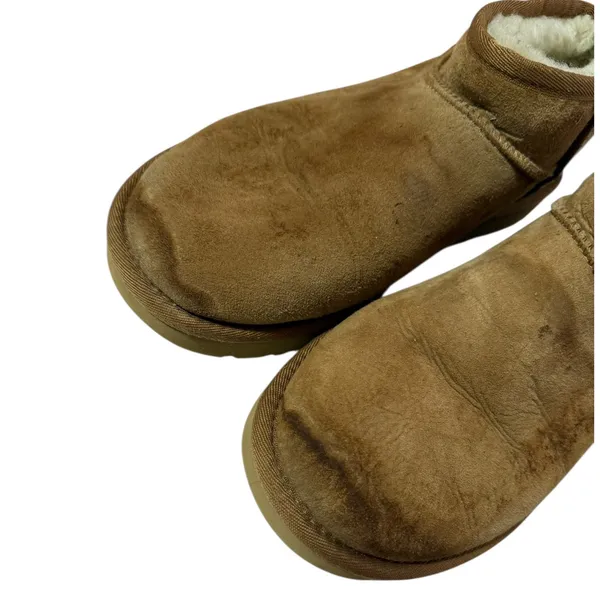 UGG Classic Ultra Mini Chestnut Suede Sheepskin Winter Ankle Boots Womens Size 9 - Image 5