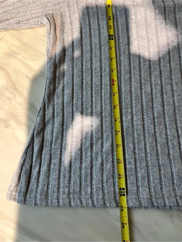 Womens Ribbed Lounge Set Gray Top Pants Side Stripe Soft Stretch Cozy 1XL - Image 5