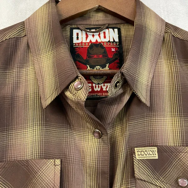 Dixxon Women The Wyatt‎ Shirt Size M Brown Plaid Bamboo Western Rockabilly Ranch - Image 5
